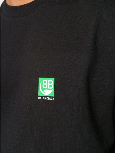 Shop Balenciaga Green Logo Cotton T-shirt