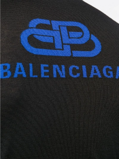 Shop Balenciaga Print Wool Sweater In Black