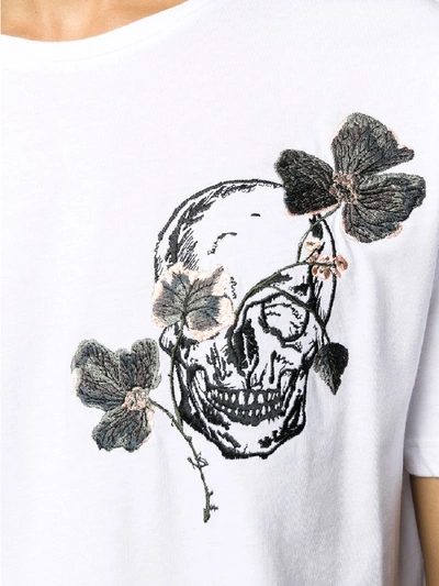 Shop Alexander Mcqueen Skull And Flowers Print T-shirt In White