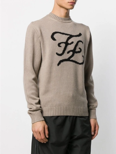 Shop Fendi Cashmere Sweater In Beige