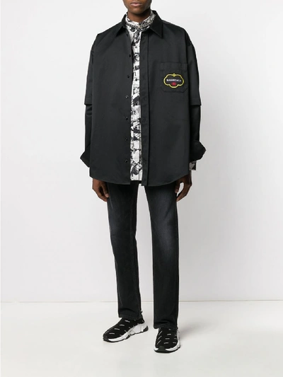 Shop Balenciaga Logo Cotton Shirt In Black