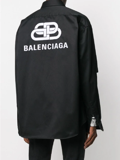 Shop Balenciaga Logo Cotton Shirt In Black