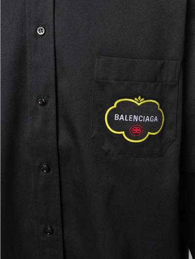 Shop Balenciaga Logo Cotton Shirt In Black