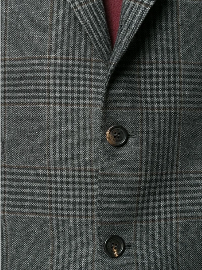 Shop Brunello Cucinelli Checked Wool Blend Jacket In Grey