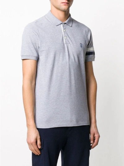 Shop Brunello Cucinelli Cotton Polo Shirt With Logo In Grey