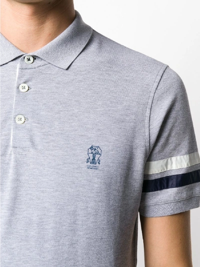Shop Brunello Cucinelli Cotton Polo Shirt With Logo In Grey