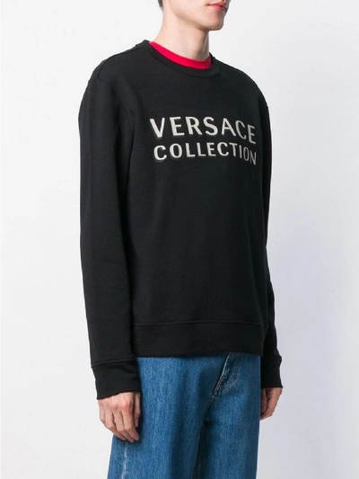 Shop Versace Logo Print Sweatshirt In Black