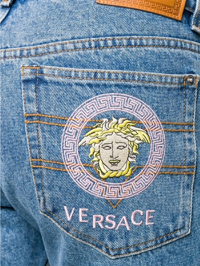Shop Versace Slim Denim Jeans In Blue