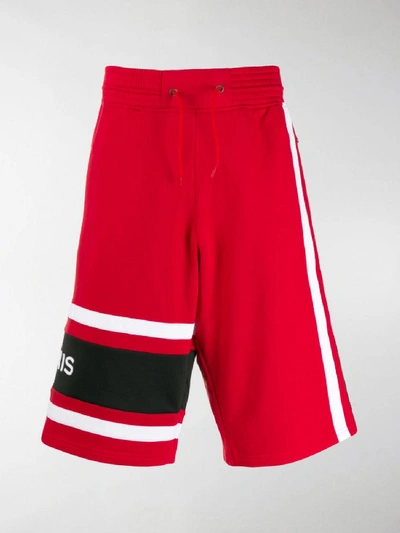 Shop Givenchy Logo Cotton Bermuda Shorts In Red