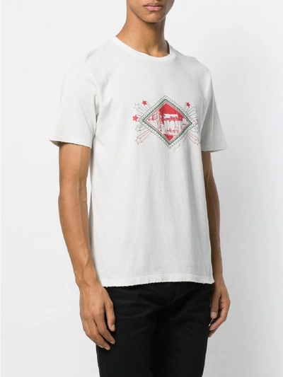Shop Saint Laurent Printed Cotton T-shirt In Beige