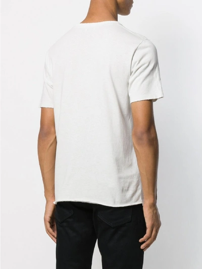 Shop Saint Laurent Printed Cotton T-shirt In Beige