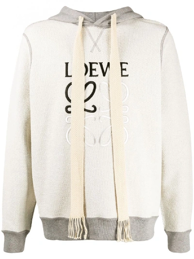 Shop Loewe Logo Print Hoodie Sweatshirt In Grey
