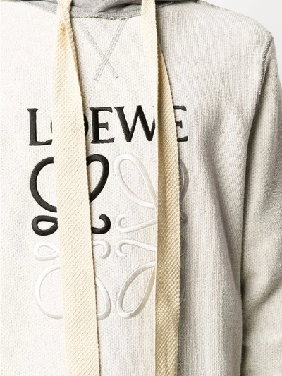 Shop Loewe Logo Print Hoodie Sweatshirt In Grey