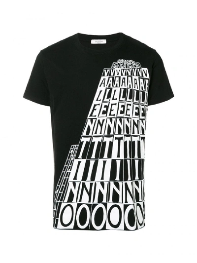 Shop Valentino Tower Cotton T-shirt In Black