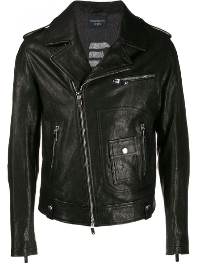 Shop Emporio Armani Classic Biker Jacket In Black