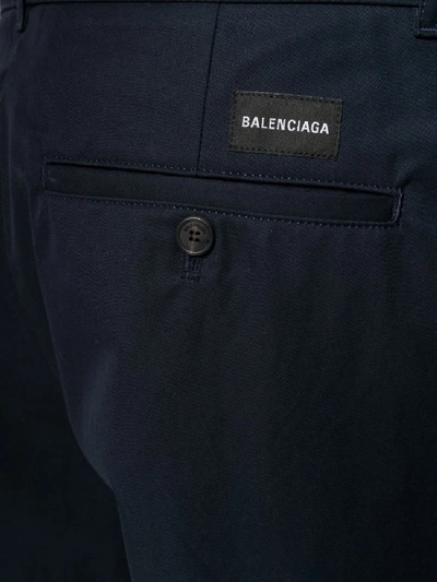 Shop Balenciaga Cotton Trousers In Blue