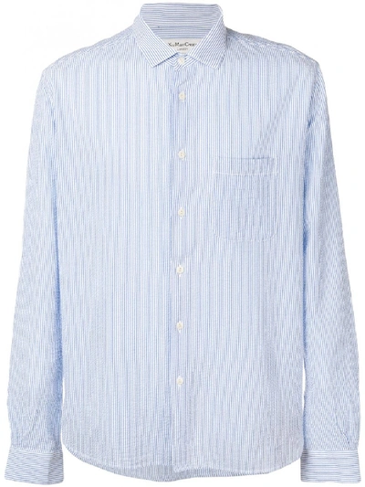 Ymc You Must Create Micro-stripe Shirt In Blue
