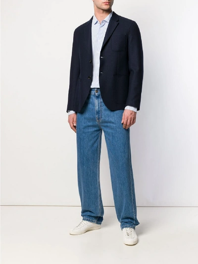 Ymc You Must Create Micro-stripe Shirt In Blue