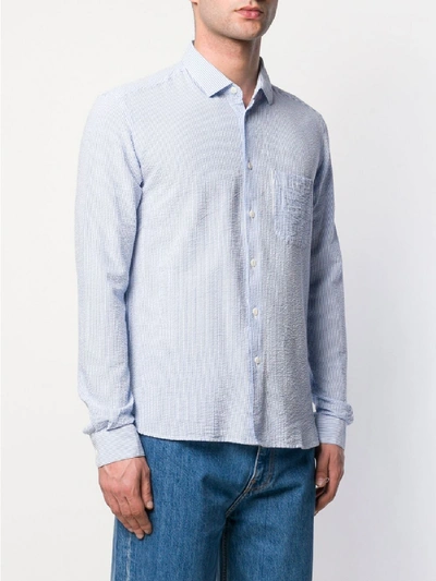 Ymc You Must Create Micro-stripe Shirt In Blue
