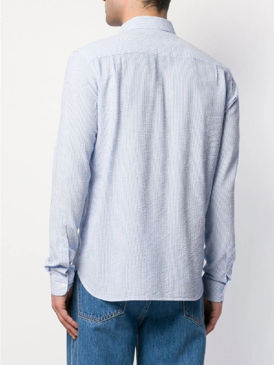 Ymc You Must Create Micro-stripe Shirt In Blue
