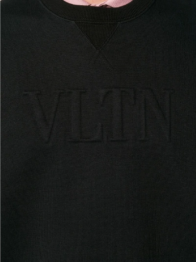 Shop Valentino Vltn Logo Crewneck Sweatshirt In Black