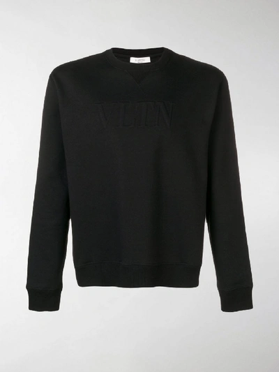 Shop Valentino Vltn Logo Crewneck Sweatshirt In Black