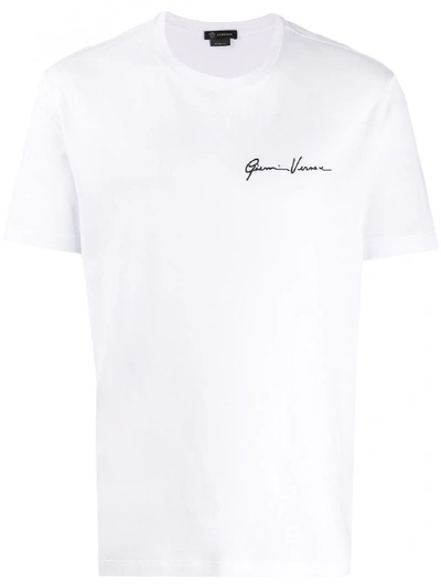 Shop Versace Cotton T-shirt With Embroidery In White
