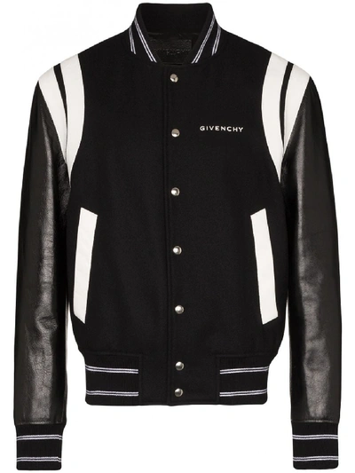 Shop Givenchy Leather Bomber In Black