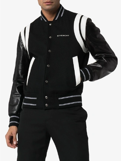 Shop Givenchy Leather Bomber In Black