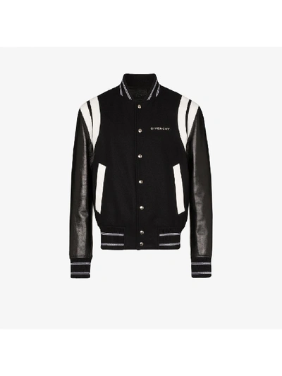 Shop Givenchy Leather Bomber In Black