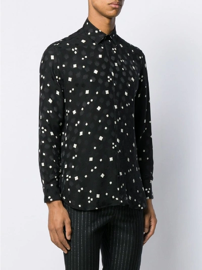 Shop Saint Laurent Silk Print Shirt In Black