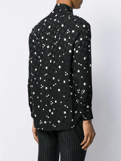 Shop Saint Laurent Silk Print Shirt In Black