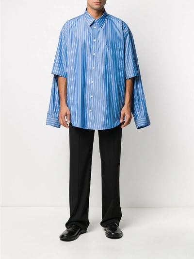 Shop Balenciaga Cotton Shirt In Blue