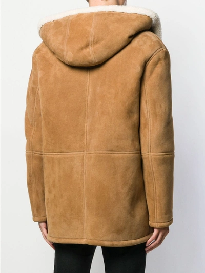 Shop Saint Laurent Parka Shearling In Brown