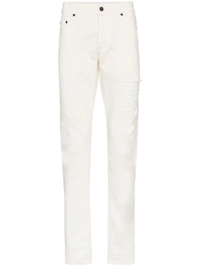 Shop Saint Laurent Slim Fit Denim Jeans In White