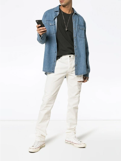 Shop Saint Laurent Slim Fit Denim Jeans In White