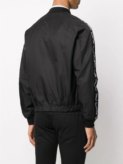 Shop Balmain Logo Bomber In Black