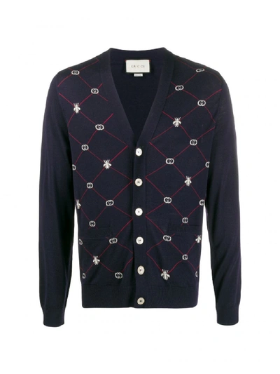 Shop Gucci Wool Cardigan In Blue