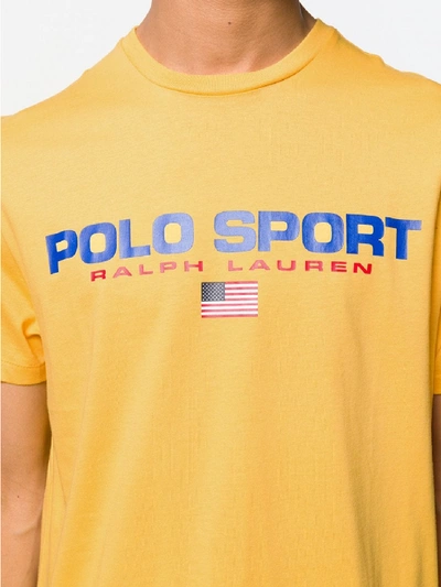 Shop Polo Ralph Lauren Cotton Logo Print T-shirt In Yellow