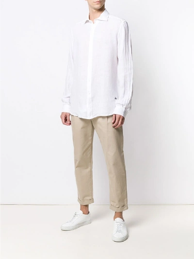 Shop Fay Linen Shirt In White