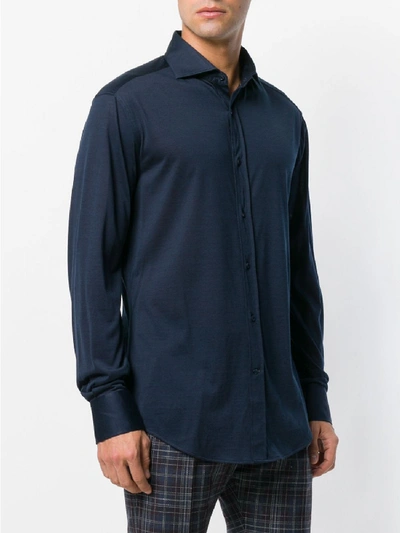Shop Brunello Cucinelli Silk Shirt In Blue