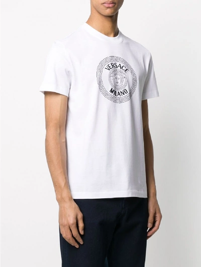Shop Versace Cotton T-shirt With Medusa Logo In White