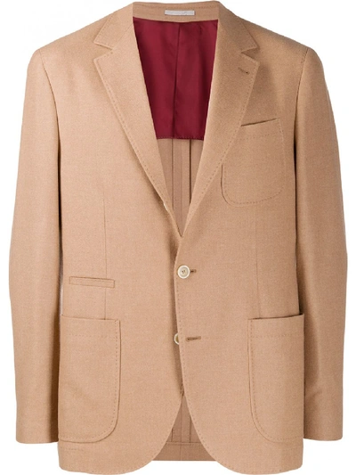 Shop Brunello Cucinelli Wool-cashmere Blend Single-breasted Blazer In Brown