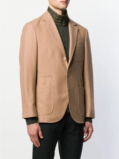 Shop Brunello Cucinelli Wool-cashmere Blend Single-breasted Blazer In Brown