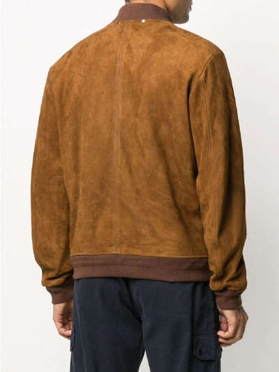 Shop Paul Smith Suede Bomber Jacket In Brown