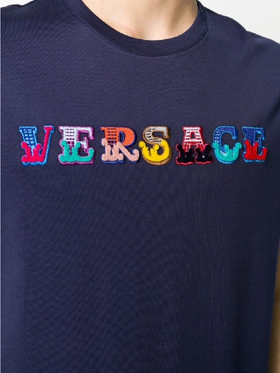 Shop Versace Cotton T-shirt With  Logo In Blue