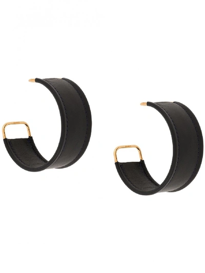 Shop Jacquemus Leather Earrings In Black