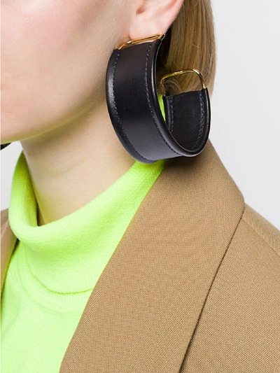 Shop Jacquemus Leather Earrings In Black