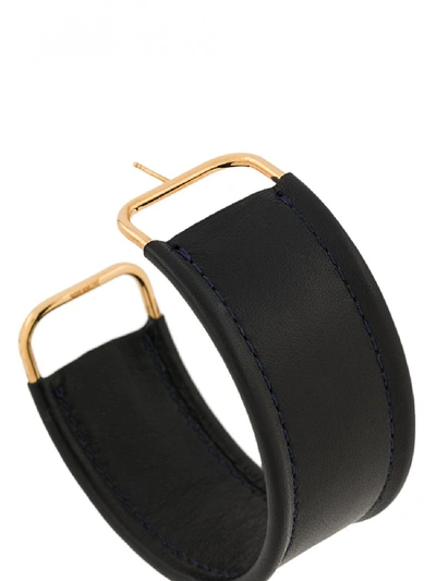Shop Jacquemus Leather Earrings In Black