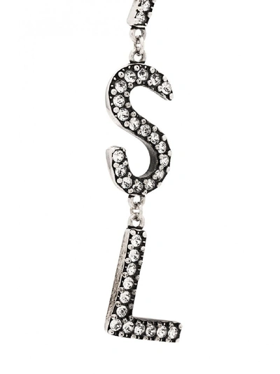 Shop Saint Laurent Coeur Ysl Earrings In Silver